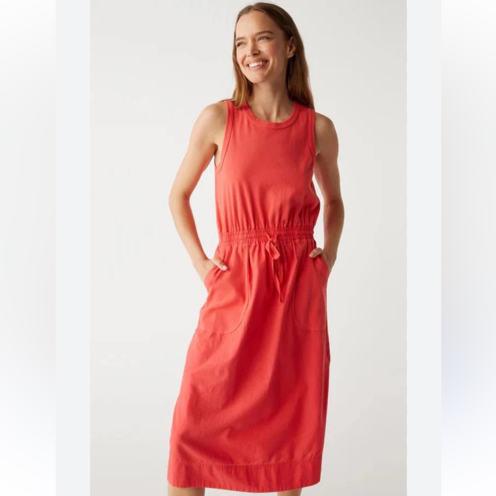 MICHAEL STARS WILHELMINA MIXED FABRIC MIDI DRESS IN SPRITZ S